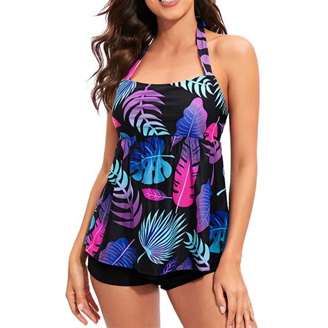 Quyuon Bathing Suit Tankinis For Women Piece Conservative Print