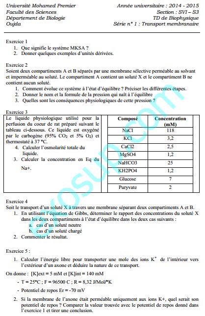 Exercice De Biophysique Pdf