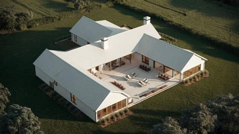 Modern Farmhouse With White Siding Premium Ai Generated Image