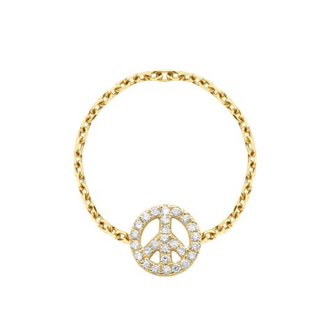 Redline Bijoux Mini Peace Bague Avec 0 12ct Diamant Rond En Or