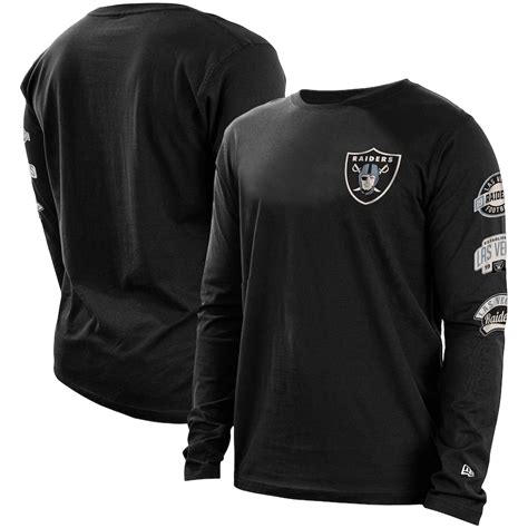 Mens Las Vegas Raiders New Era Black Hype 2 Hit Long Sleeve T Shirt