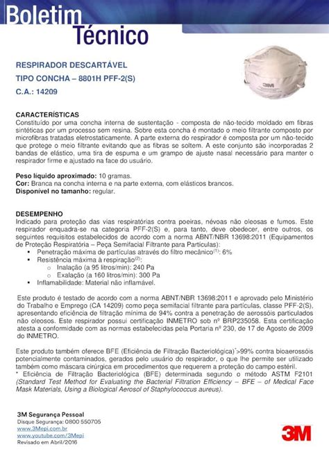 PDF respirador descartável tipo concha 8801h pff 2 s ca 14209