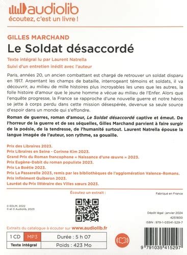 Le soldat désaccordé de Gilles Marchand Grand Format Livre Decitre