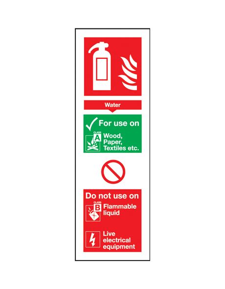 Fire Extinguisher Water Sign Self Adhesive Vinyl