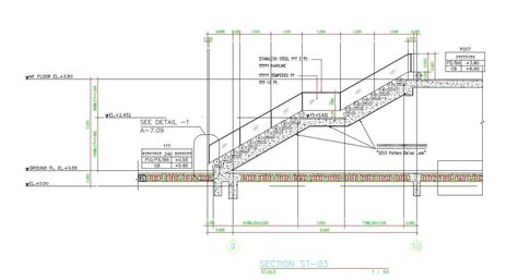 An Architectural Drawing Showing The Steps And Handrails For A Second