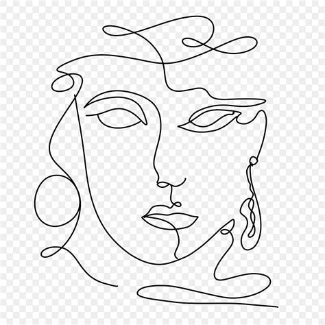 Abstract Line Art Human Face Stitching Human Face, Face Drawing, Face Sketch, Line PNG ...