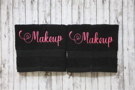 Makeup Washcloth Black Makeup Towel Embroidered Bath Wash | Etsy