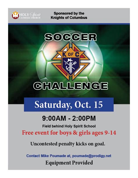 Bulletin Flyer Soccer Challenge 2022 Holy Spirit Parish