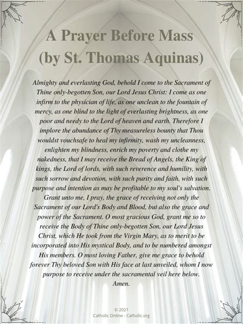 A Prayer Before Mass by St. Thomas Aquinas | PDF