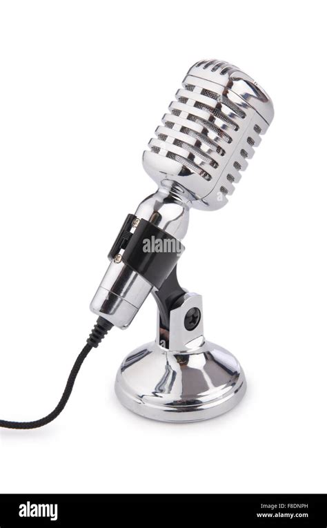 Retro vintage microphone isolated on white Stock Photo - Alamy