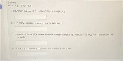 Solved Point Let A A How Many Subsets Of Chegg