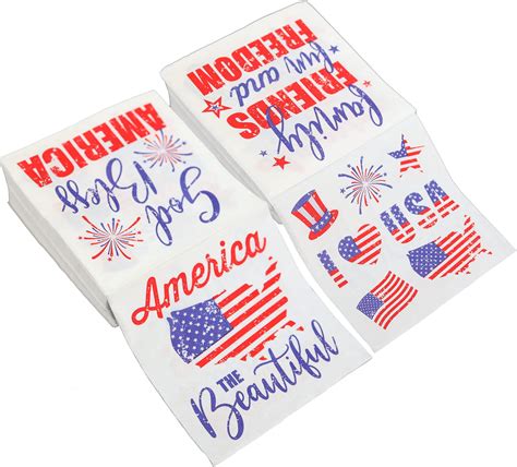 Amazon AnyDesign 80Pcs Patriotic Gnome Paper Napkins Disposable