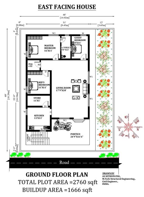 X Superb East Facing Bhk Furniture House Plan As Per Vastu