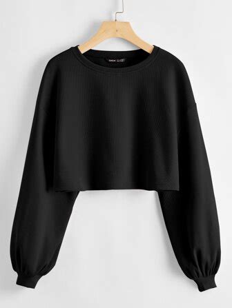 Search Drop Shoulder Solid Crop Top SHEIN UK