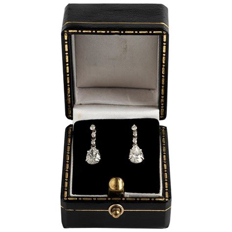 Victorian 2 20 Carat Rose Cut Diamond Pear Drop Earrings For Sale At 1stdibs