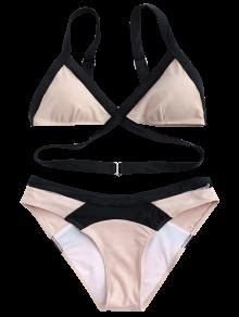 Juego De Bikini Con Bandas Rosa M Zaful