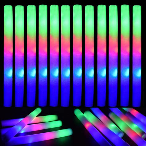 60pcs LED Foam Glow Sticks Flashing Glow Batons Cheer Tube Glow In The