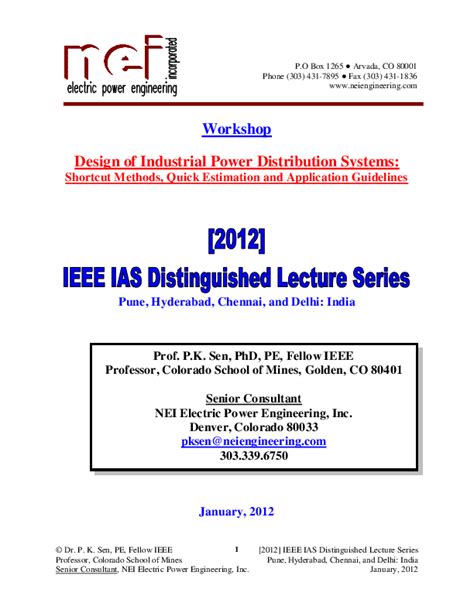 (PDF) Design of Industrial Power Distribution Systems: Shortcut Methods ...