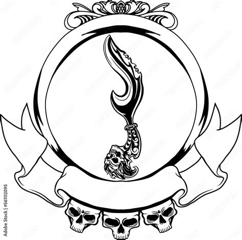 vector kujang  vintage frame lineart design stock vector adobe stock