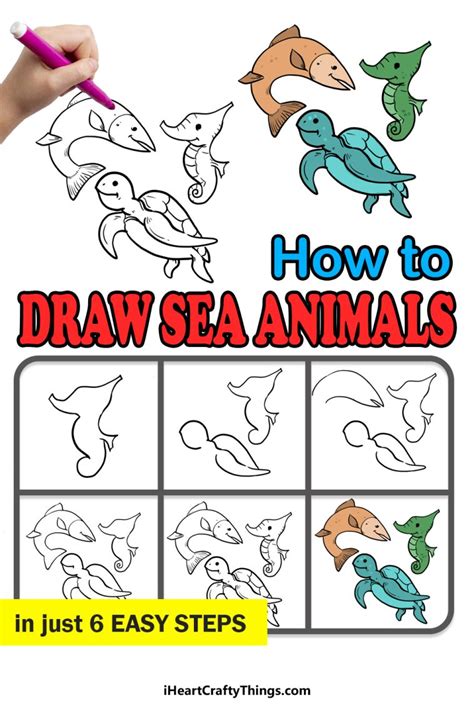 How To Draw Sea Animals Step By Step!