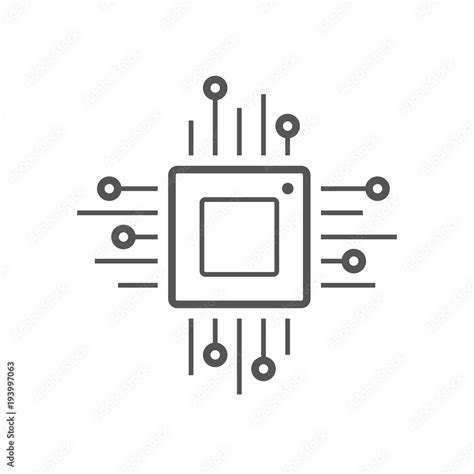 Microchip Line Icon Cpu Central Processing Unit Computer Processor