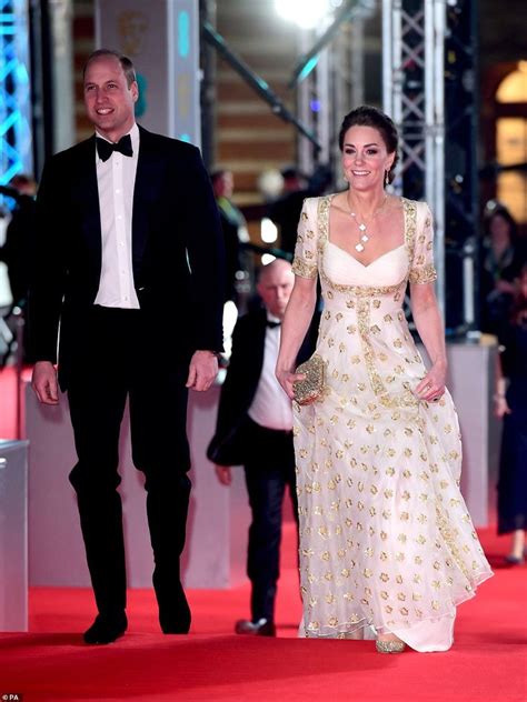 Kate Middleton Stuns On Bafta Red Carpet In White And Gold Gown White