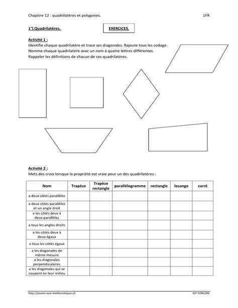 Chapitre Quadrilat Res Et Polygones Fr Quadrilat Res