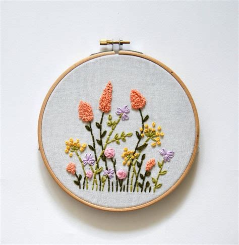 Beginner Floral Embroidery Pattern Diy Flower Hoop Etsy Floral