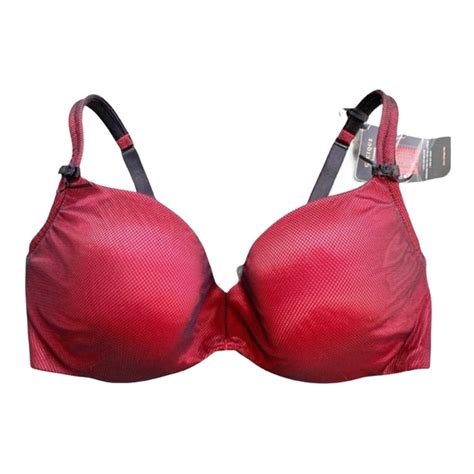 Cacique Intimates And Sleepwear Cacique Flaunt Plunge Ultra Low Neckline Bra Size 4d Red Black