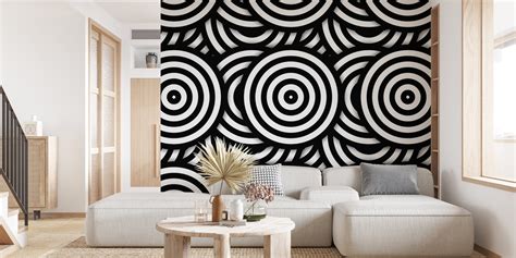 Black & White Pop Art Circles Wallpaper | Happywall