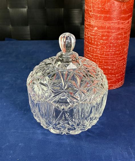 Crystal Covered Candy Dish Starburst Pattern Scalloped Sawtooth Edge Etsy