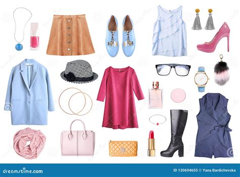 Womens Clothes Set Isolated.Female Clothing Collage. Stock Image ...