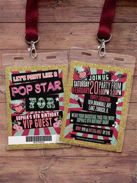 Retro Neon Vip Pass Backstage Pass Vip Invitation