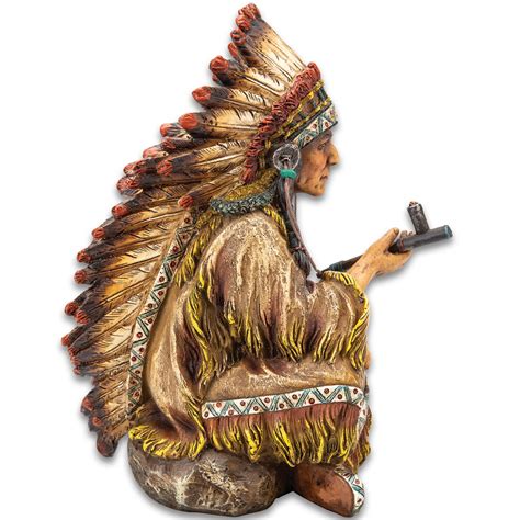 Native American Chief With Peace Pipe Sculpture