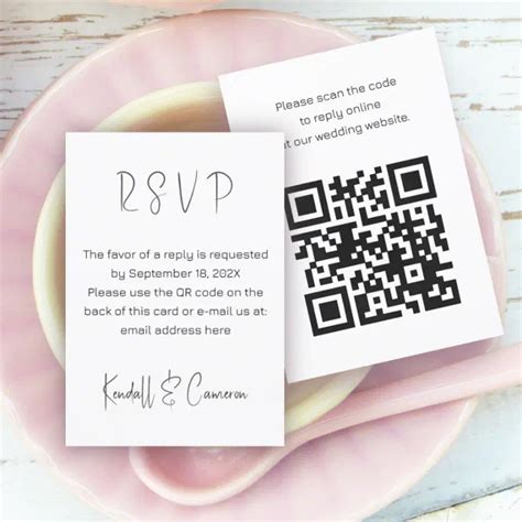 Black And White Qr Code Rsvp Wedding Enclosure Card Zazzle