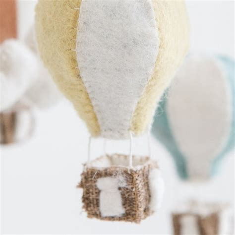 Neutral Mobile Hot Air Balloons Hanging Crib Mobile Nursery Etsy