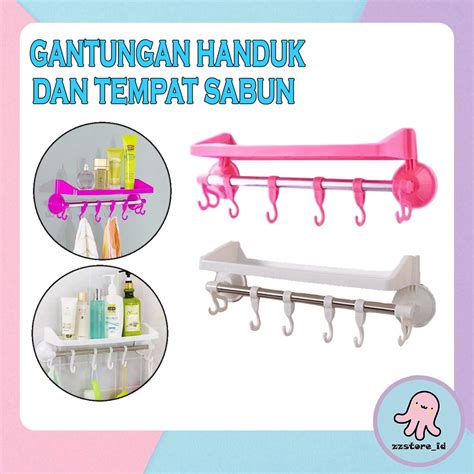 Jual Rak Holder Gantung Handuk Dan Tempat Sabun Shampoo Tempel Dinding