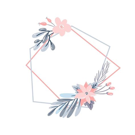 Geometric Polygon Frame With Pastel Flowers 1427907 Vector Art At Vecteezy