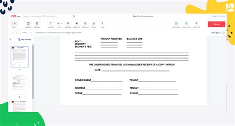 Basic Rental Agreement Print And Sign Form Online Pdfliner