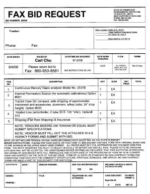 Fillable Online Das State Ct STATE OF CONNECTICUT FAX BID REQUEST WEST