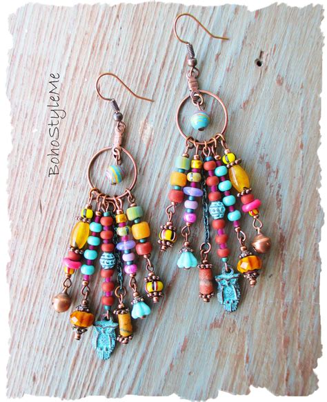 Bohemian Jewelry BohoStyleMe Nature Inspired Earrings Owl Dangle