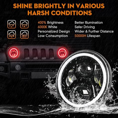 Aaiwa Led Headlight For Wrangler Inch Round Led Headlights W D