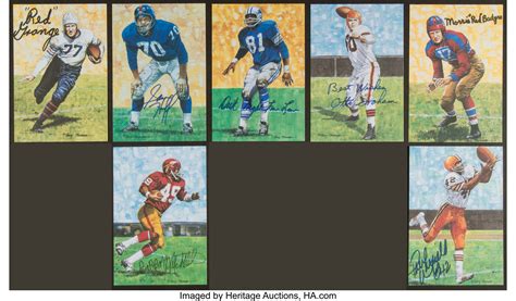 Football Hall Of Famers Signed And Unsigned Goal Line Art Cards Lot