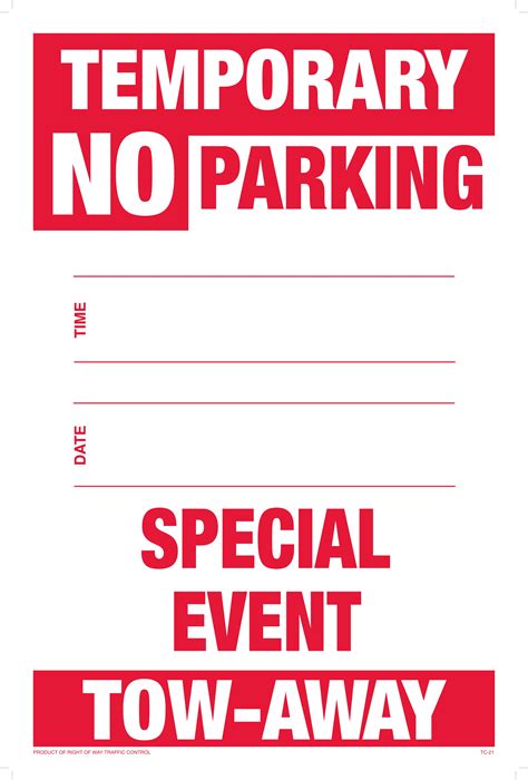 Temporary No Parking Sign