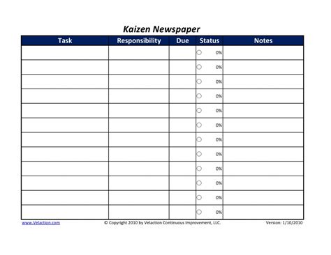 Kaizen Newspaper Form