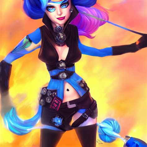 Krea Ai Jinx From League Of Legends Sitting On A Missile