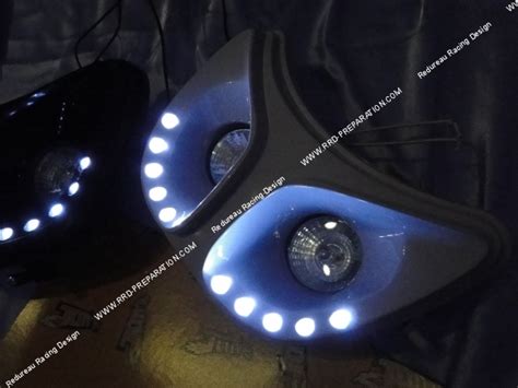 Double Optique Avec Feux De Jour A Led Blanche TUN R Pour Moto 50cc