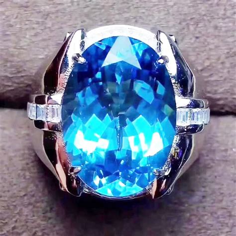 Men Ring Topaz Ring Free Shipping Natural Real Blue Topaz 925 Sterling