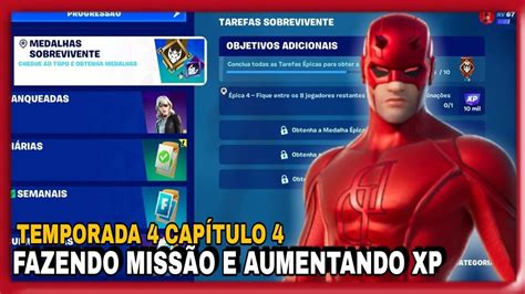 FORTNITE CONCLUINDO MISSÕES E SUBINDO DE NÍVEL TEMPORADA 4 CAPÍTULO