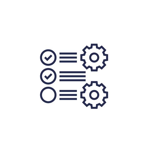 Check List And Gears Icon Project Execution Line Vector